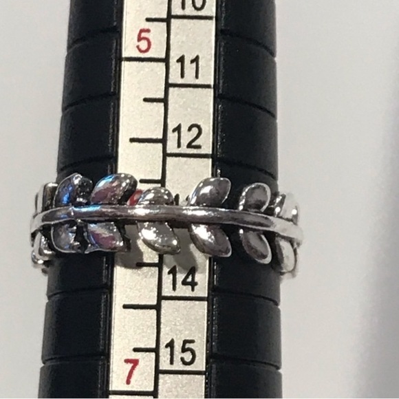 Silver Ring Size 6 Pura Vida Leaf Ring Green For Life Stackable - Picture 2 of 3